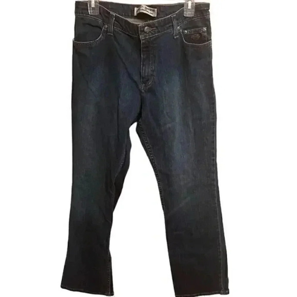 Harley-Davidson Denim - Harley Davidson Vintage Women's Dark Wash Straight Leg Biker Jeans 12‎ LONG